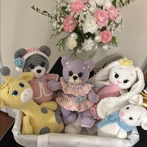 Crochet handmade stuffed animals.